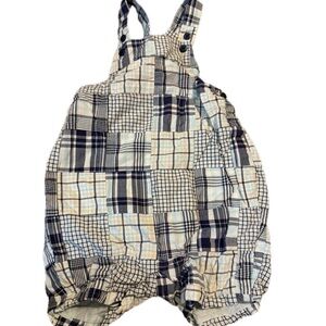 Janie and Jack 6-12 month blue plaid bubble overalls boys